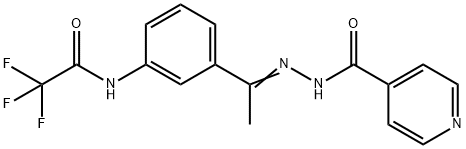 N-[(E)-1-[3-[(2,2,2-trifluoroacetyl)amino]phenyl]ethylideneamino]pyridine-4-carboxamide Struktur