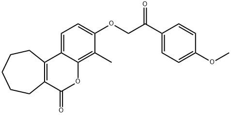 3-[2-(4-methoxyphenyl)-2-oxoethoxy]-4-methyl-8,9,10,11-tetrahydro-7H-cyclohepta[c]chromen-6-one 化学構造式