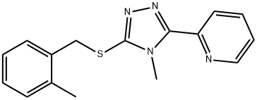 2-[4-methyl-5-[(2-methylphenyl)methylsulfanyl]-1,2,4-triazol-3-yl]pyridine 化学構造式