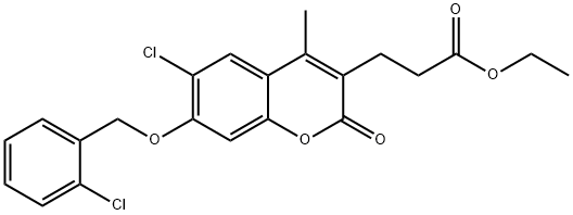 ethyl 3-[6-chloro-7-[(2-chlorophenyl)methoxy]-4-methyl-2-oxochromen-3-yl]propanoate Structure