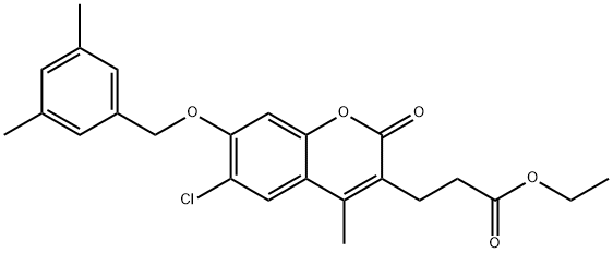 ethyl 3-[6-chloro-7-[(3,5-dimethylphenyl)methoxy]-4-methyl-2-oxochromen-3-yl]propanoate Structure