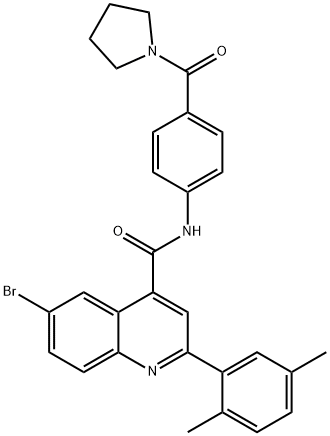 6-bromo-2-(2,5-dimethylphenyl)-N-[4-(pyrrolidine-1-carbonyl)phenyl]quinoline-4-carboxamide Structure