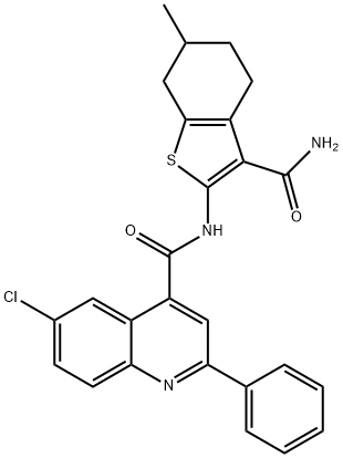 N-(3-carbamoyl-6-methyl-4,5,6,7-tetrahydro-1-benzothiophen-2-yl)-6-chloro-2-phenylquinoline-4-carboxamide Structure