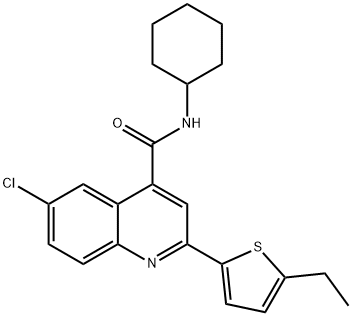 6-chloro-N-cyclohexyl-2-(5-ethylthiophen-2-yl)quinoline-4-carboxamide Struktur