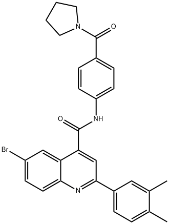 6-bromo-2-(3,4-dimethylphenyl)-N-[4-(pyrrolidine-1-carbonyl)phenyl]quinoline-4-carboxamide Structure