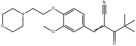 (2Z)-2-[[3-methoxy-4-(2-morpholin-4-ylethoxy)phenyl]methylidene]-4,4-dimethyl-3-oxopentanenitrile 化学構造式