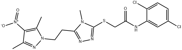 N-(2,5-dichlorophenyl)-2-[[5-[2-(3,5-dimethyl-4-nitropyrazol-1-yl)ethyl]-4-methyl-1,2,4-triazol-3-yl]sulfanyl]acetamide Structure