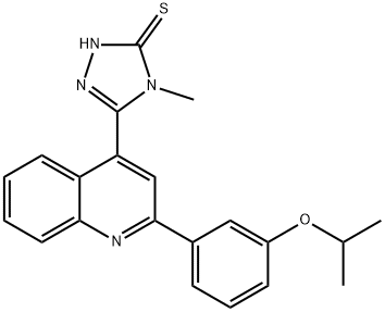 4-methyl-3-[2-(3-propan-2-yloxyphenyl)quinolin-4-yl]-1H-1,2,4-triazole-5-thione,588673-12-5,结构式