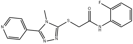 N-(2-fluorophenyl)-2-[(4-methyl-5-pyridin-4-yl-1,2,4-triazol-3-yl)sulfanyl]acetamide 化学構造式