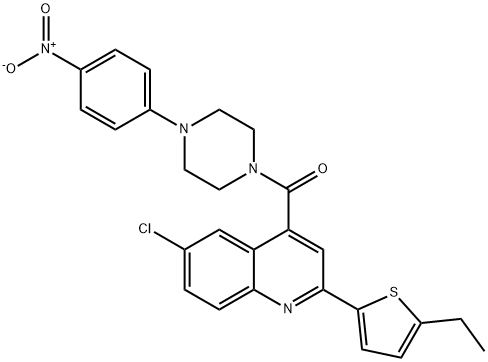 [6-chloro-2-(5-ethylthiophen-2-yl)quinolin-4-yl]-[4-(4-nitrophenyl)piperazin-1-yl]methanone Structure