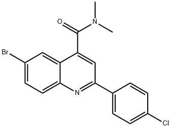 6-bromo-2-(4-chlorophenyl)-N,N-dimethylquinoline-4-carboxamide 化学構造式