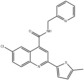 6-chloro-2-(5-methylthiophen-2-yl)-N-(pyridin-2-ylmethyl)quinoline-4-carboxamide Struktur