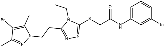 2-[[5-[2-(4-bromo-3,5-dimethylpyrazol-1-yl)ethyl]-4-ethyl-1,2,4-triazol-3-yl]sulfanyl]-N-(3-bromophenyl)acetamide|