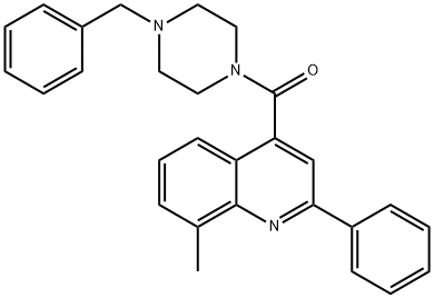 (4-benzylpiperazin-1-yl)-(8-methyl-2-phenylquinolin-4-yl)methanone Struktur