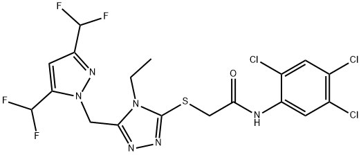 2-[[5-[[3,5-bis(difluoromethyl)pyrazol-1-yl]methyl]-4-ethyl-1,2,4-triazol-3-yl]sulfanyl]-N-(2,4,5-trichlorophenyl)acetamide Structure