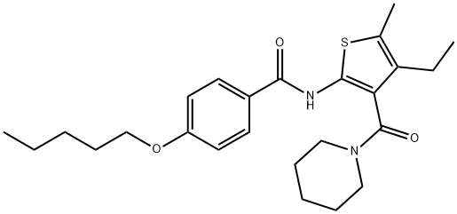 N-[4-ethyl-5-methyl-3-(piperidine-1-carbonyl)thiophen-2-yl]-4-pentoxybenzamide Structure