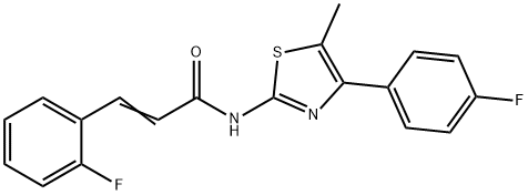 (E)-3-(2-fluorophenyl)-N-[4-(4-fluorophenyl)-5-methyl-1,3-thiazol-2-yl]prop-2-enamide 结构式