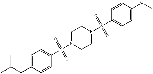 1-(4-methoxyphenyl)sulfonyl-4-[4-(2-methylpropyl)phenyl]sulfonylpiperazine Structure