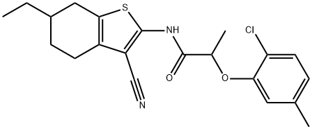 2-(2-chloro-5-methylphenoxy)-N-(3-cyano-6-ethyl-4,5,6,7-tetrahydro-1-benzothiophen-2-yl)propanamide Structure