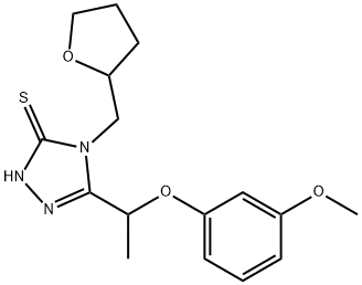 3-[1-(3-methoxyphenoxy)ethyl]-4-(oxolan-2-ylmethyl)-1H-1,2,4-triazole-5-thione Structure