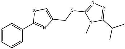 4-[(4-methyl-5-propan-2-yl-1,2,4-triazol-3-yl)sulfanylmethyl]-2-phenyl-1,3-thiazole 结构式