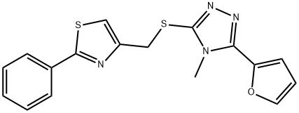 4-[[5-(furan-2-yl)-4-methyl-1,2,4-triazol-3-yl]sulfanylmethyl]-2-phenyl-1,3-thiazole Structure