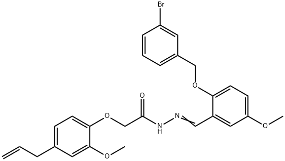 N-[(E)-[2-[(3-bromophenyl)methoxy]-5-methoxyphenyl]methylideneamino]-2-(2-methoxy-4-prop-2-enylphenoxy)acetamide Structure