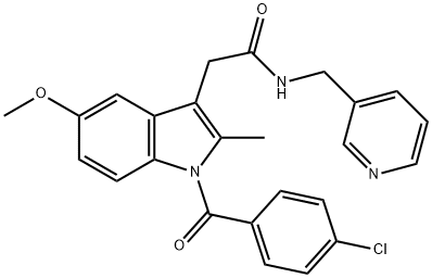 2-[1-(4-chlorobenzoyl)-5-methoxy-2-methylindol-3-yl]-N-(pyridin-3-ylmethyl)acetamide 化学構造式
