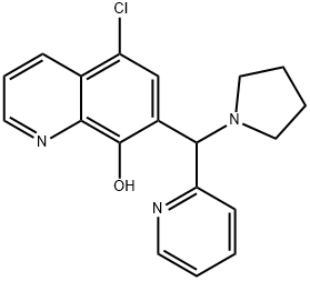 5-氯-7-(吡啶-2-基(吡咯烷-1-基)甲基)喹啉-8-醇,622792-20-5,结构式