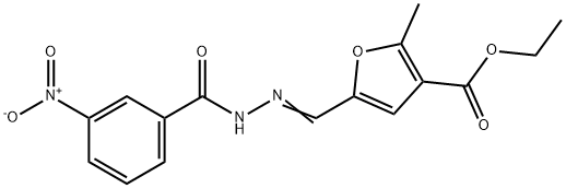 ethyl 2-methyl-5-[(E)-[(3-nitrobenzoyl)hydrazinylidene]methyl]furan-3-carboxylate 结构式