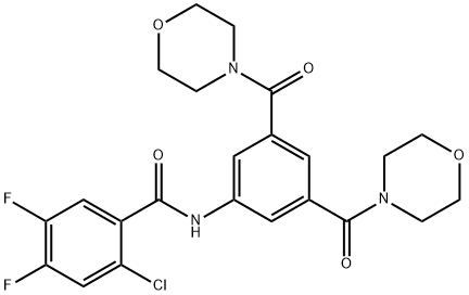 N-[3,5-bis(morpholine-4-carbonyl)phenyl]-2-chloro-4,5-difluorobenzamide,632292-64-9,结构式