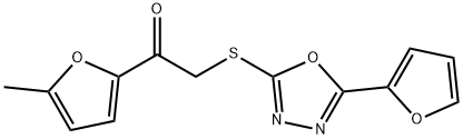 2-[[5-(furan-2-yl)-1,3,4-oxadiazol-2-yl]sulfanyl]-1-(5-methylfuran-2-yl)ethanone 结构式