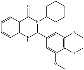 3-cyclohexyl-2-(3,4,5-trimethoxyphenyl)-1,2-dihydroquinazolin-4-one Struktur