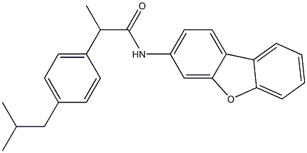 N-dibenzofuran-3-yl-2-[4-(2-methylpropyl)phenyl]propanamide Structure