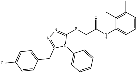2-[[5-[(4-chlorophenyl)methyl]-4-phenyl-1,2,4-triazol-3-yl]sulfanyl]-N-(2,3-dimethylphenyl)acetamide 结构式