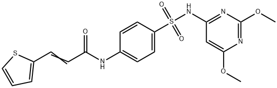 (E)-N-[4-[(2,6-dimethoxypyrimidin-4-yl)sulfamoyl]phenyl]-3-thiophen-2-ylprop-2-enamide 化学構造式