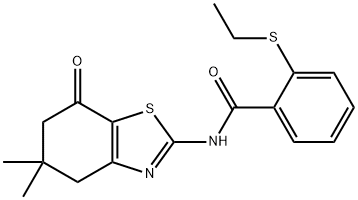 N-(5,5-dimethyl-7-oxo-4,6-dihydro-1,3-benzothiazol-2-yl)-2-ethylsulfanylbenzamide 化学構造式