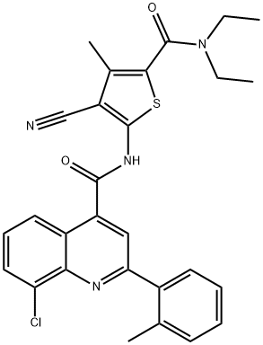 8-chloro-N-[3-cyano-5-(diethylcarbamoyl)-4-methylthiophen-2-yl]-2-(2-methylphenyl)quinoline-4-carboxamide Structure