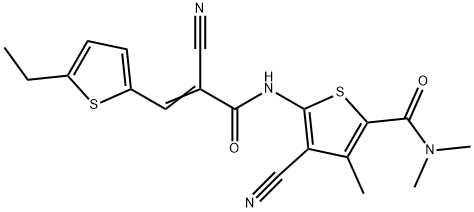 4-cyano-5-[[(E)-2-cyano-3-(5-ethylthiophen-2-yl)prop-2-enoyl]amino]-N,N,3-trimethylthiophene-2-carboxamide Structure