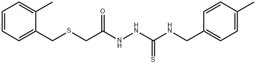 1-[(4-methylphenyl)methyl]-3-[[2-[(2-methylphenyl)methylsulfanyl]acetyl]amino]thiourea 化学構造式