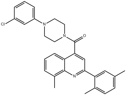 [4-(3-chlorophenyl)piperazin-1-yl]-[2-(2,5-dimethylphenyl)-8-methylquinolin-4-yl]methanone Struktur