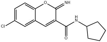 6-chloro-N-cyclopentyl-2-iminochromene-3-carboxamide Struktur