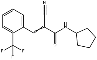 (E)-2-cyano-N-cyclopentyl-3-[2-(trifluoromethyl)phenyl]prop-2-enamide Struktur