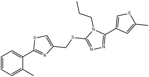 2-(2-methylphenyl)-4-[[5-(5-methylthiophen-3-yl)-4-propyl-1,2,4-triazol-3-yl]sulfanylmethyl]-1,3-thiazole Structure