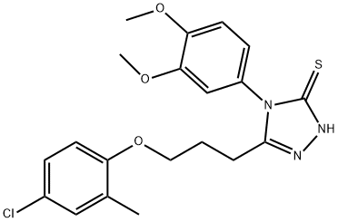 3-[3-(4-chloro-2-methylphenoxy)propyl]-4-(3,4-dimethoxyphenyl)-1H-1,2,4-triazole-5-thione Struktur