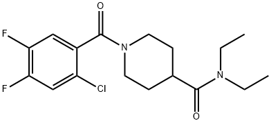 1-(2-chloro-4,5-difluorobenzoyl)-N,N-diethylpiperidine-4-carboxamide 化学構造式