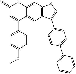 5-(4-methoxyphenyl)-3-(4-phenylphenyl)furo[3,2-g]chromen-7-one,670241-81-3,结构式