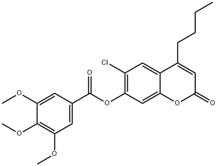 (4-butyl-6-chloro-2-oxochromen-7-yl) 3,4,5-trimethoxybenzoate Structure