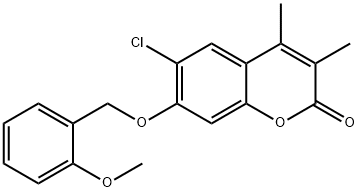 6-chloro-7-[(2-methoxyphenyl)methoxy]-3,4-dimethylchromen-2-one 化学構造式