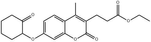 ethyl 3-[4-methyl-2-oxo-7-(2-oxocyclohexyl)oxychromen-3-yl]propanoate 结构式